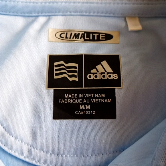 Lot of TWO Like new Adidas Golf Tennis Polo Shirts Orange Light Blue sz Med - Picture 7 of 8